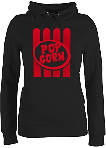 Pullover Damen Hoodie Frauen - Karneval & Fasching - Popcorn Motiv - Witziges Popcorn Kostüm selber Machen - XXL - Schwarz - karneva rosenmontag kostùm Faschings Fashing Carnaval Fasching- von Shirtracer