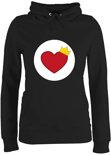 Pullover Damen Hoodie Frauen - Karneval & Fasching - Glücksbär Herz Krone I Glücksbärchi Herz König I Liebe I Fastnacht I Fasnacht I Fasnet - XXL - Schwarz von Shirtracer