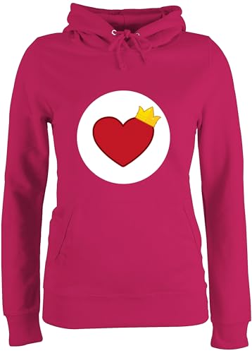 Pullover Damen Hoodie Frauen - Karneval & Fasching - Glücksbär Herz Krone I Glücksbärchi Herz König I Liebe I Fastnacht I Fasnacht I Fasnet - XL - Fuchsia von Shirtracer
