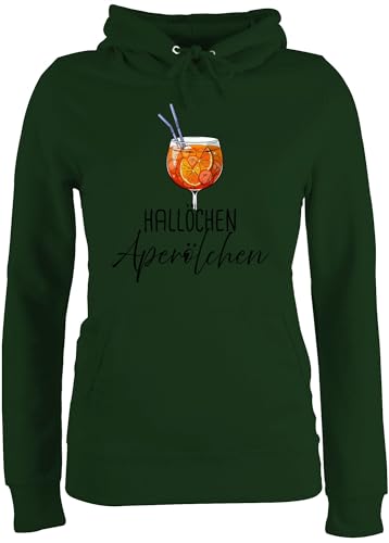 Pullover Damen Hoodie Frauen - Karneval & Fasching - Hallöchen Aperölchen I Aperol Spritz Mädelsabend I Aperol Spritz Geschenk - XL - Dunkelgrün - karnevalspullover Faschings Sauf Hoodies von Shirtracer
