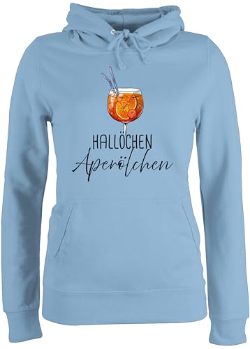 Pullover Damen Hoodie Frauen - Karneval & Fasching - Hallöchen Aperölchen I Aperol Spritz Mädelsabend I Aperol Spritz Geschenk - XXL - Hellblau - karnevalspullover Faschings Sauf Hoodies von Shirtracer