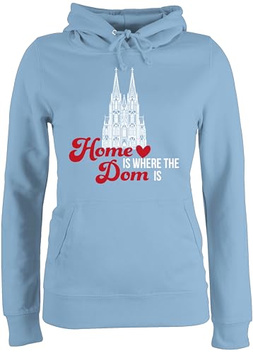 Pullover Damen Hoodie Frauen - Karneval & Fasching - Home is Where The Dom is Köln I - XL - Hellblau - karnevalspullover Faschings kölner karnevalspulli Karnevals karnevalshoodie fassenacht von Shirtracer