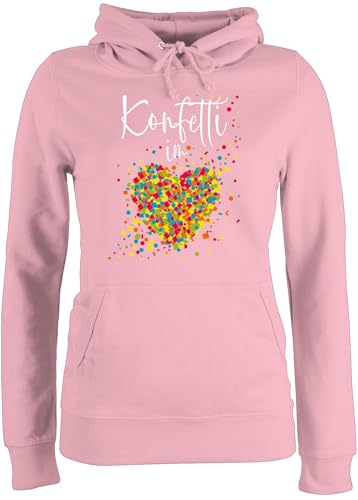 Pullover Damen Hoodie Frauen - Karneval & Fasching - Konfetti im Herzen - L - Hellrosa - kostùm Hoody fasnet kaneval Carnevale karnaval Karneval. &Fasching und. koelner köln Karneval+Fasching von Shirtracer