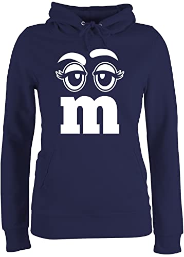 Pullover Damen Hoodie Frauen - & Fasching - M und M Augen Karneval I Fastnacht I Fasnacht I Fasnet - S - Navy Blau - karnevalspullover Faschings mm Hoody karnevalspulli Karnevals MMS Pulli von Shirtracer