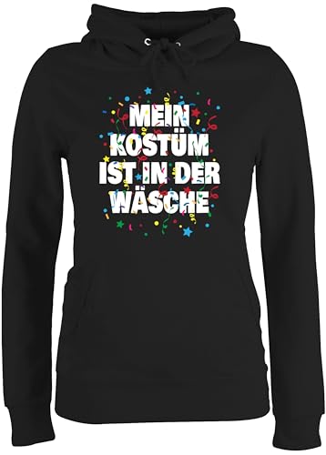 Pullover Damen Hoodie Frauen - Karneval & Fasching - Mein Kostüm ist in der Wäsche Konfetti I Fastnacht I Fasnacht I Fasnet - XXL - Schwarz - karnevalspullover Faschings wäsche￼ Pulli von Shirtracer