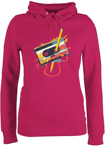 Pullover Damen Hoodie Frauen - Karneval & Fasching - Retro Kassette I Retro Geschenke 80er Jahre Geschenk 90er Outfit I 90iger Jahre I Techno Outfit - M - Fuchsia - karnevalspullover Faschings von Shirtracer