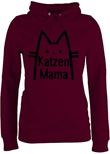 Pullover Damen Hoodie Frauen - Katzenbesitzer Geschenk Katze - Katzen Mama - S - Burgundrot - Plovers Winter Pulli Kapuzenpullover pullis Hoody hoddis Langarm mit Kapuze Hoodies Kapuzen von Shirtracer