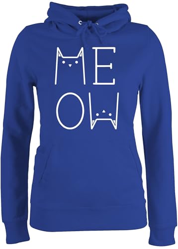 Pullover Damen Hoodie Frauen - Katzenbesitzer Geschenk Katze - Meow weiß - XS - Royalblau - katzenhoody cat Lover Hoody katzenhoodies Katzen mit Kapuzenpullover katzenpullover katzenmotiv Pulli Pullover Damen Hoodie Frauen - Katzenbesitzer Geschenk Katze - Meow weiß - XS - Royalblau - katzenhoody cat Lover Hoody katzenhoodies Katzen mit Kapuzenpullover katzenpullover katzenmotiv Pulli von Shirtracer