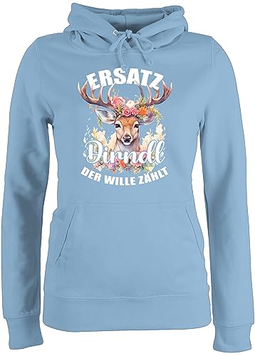 Pullover Damen Hoodie Frauen - Kompatibel mit Oktoberfest - Dirndl Ersatz - Der Wille zählt - L - Hellblau - October fest Women Spruch bayrischer Tracht bayrische sprüche Trachten+Pullover+Damen von Shirtracer