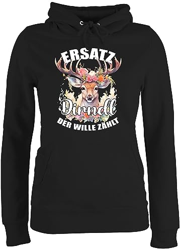 Pullover Damen Hoodie Frauen - Kompatibel mit Oktoberfest - Dirndl Ersatz - Der Wille zählt - L - Schwarz - trachtenhoody bayrische Hirsch Pulli trachtenpullover bayrisch geweih Hoody trachtenpulli von Shirtracer