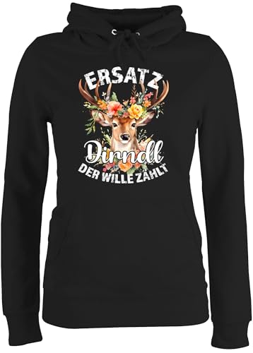 Pullover Damen Hoodie Frauen - Kompatibel mit Oktoberfest - Ersatz Dirndl Der Wille Zählt - L - Schwarz - trachtenhoody bayrische geweih Pulli trachtenpullover bayrisch Hirsch Hoody trachtenpulli von Shirtracer