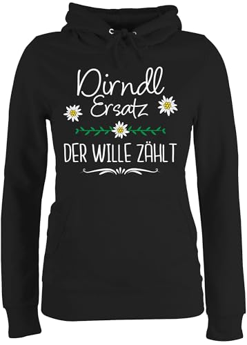 Pullover Damen Hoodie Frauen - Kompatibel mit Oktoberfest - Ersatz Dirndl der Wille zählt - M - Schwarz - trachtenhoody bayrische für pullis trachtenpullover bayrisch Pulli Trachten Hoody Tracht von Shirtracer