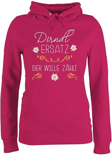Pullover Damen Hoodie Frauen - Kompatibel mit Oktoberfest - Ersatz Dirndl der Wille zählt - XXL - Fuchsia - trachtenhoody bayrische Pulli trachtenpullover bayrisch Hoody trachtenpulli Tracht von Shirtracer