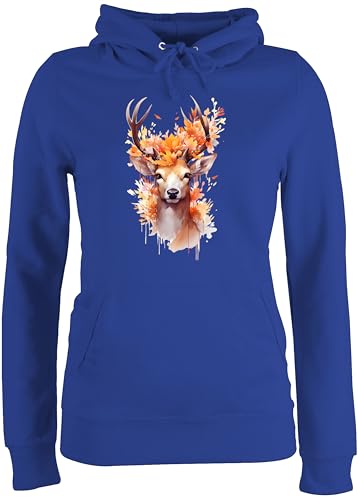 Pullover Damen Hoodie Frauen - Kompatibel mit Oktoberfest - Geschenk Hirsch Geweih I Hirschgeweih I Hirschmotiv Geschenk Jäger I Jägerin I Jagd - XS - Royalblau - trachtenhoody bayrische Pulli von Shirtracer