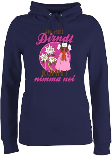 Pullover Damen Hoodie Frauen - Kompatibel mit Oktoberfest - In MEI Dirndl kumm I nimma nei - XL - Navy Blau - trachtenhoody bayrische edelweiß Pulli trachtenpullover bayrisch is zkloa Langarm von Shirtracer