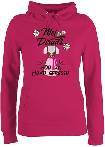 Pullover Damen Hoodie Frauen - Kompatibel mit Oktoberfest - MEI Dirndl hod da Hund gefressen I - XL - Fuchsia - trachtenhoody bayrische pullis trachtenpullover bayrisch Mein Kapuzenpullover von Shirtracer