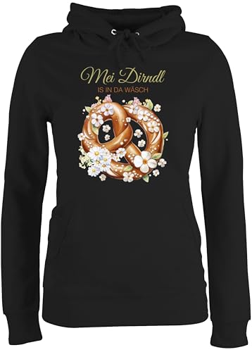 Pullover Damen Hoodie Frauen - Kompatibel mit Oktoberfest - MEI Dirndl is in da Wäsch | Dirndl Ersatz | Volksfest | Festwiese | - M - Schwarz - trachtenhoody bayrische Pulli trachtenpullover von Shirtracer