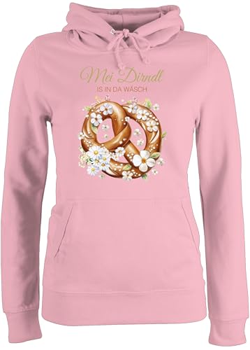 Pullover Damen Hoodie Frauen - Kompatibel mit Oktoberfest - MEI Dirndl is in da Wäsch | Dirndl Ersatz | Volksfest | Festwiese | - XXL - Hellrosa - trachtenhoody bayrische Pulli trachtenpullover von Shirtracer