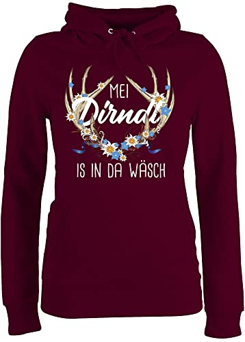 Pullover Damen Hoodie Frauen - Kompatibel mit Oktoberfest - MEI Dirndl is in da Wäsch Hirschgeweih - M - Burgundrot - ist der wäsche Hoodies/pullis oktoberfestkleidung ersatz Hoodies für Bavaria von Shirtracer