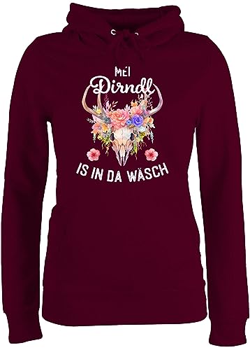 Pullover Damen Hoodie Frauen - Kompatibel mit Oktoberfest - MEI Dirndl is in da Wäsch - L - Burgundrot - bayrischer Oktober oktoberfestbekleidung Octoberfest Munich Tracht de trachtenpulli von Shirtracer