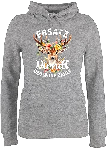 Pullover Damen Hoodie Frauen - Kompatibel mit Oktoberfest - Ersatz Dirndl Der Wille Zählt - XL - Grau meliert - October fest statt bayerischer ersatzdirndl bayrische Trachten Volksfest von Shirtracer