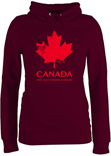 Pullover Damen Hoodie Frauen - Länder Fahnen und Flaggen - Canada Not just Colder Cooler - Souvenir Geschenk - L - Burgundrot - Kapuzenpullover Kanada Logo Fun-Sweatshirts Maple Pulli kanadier von Shirtracer