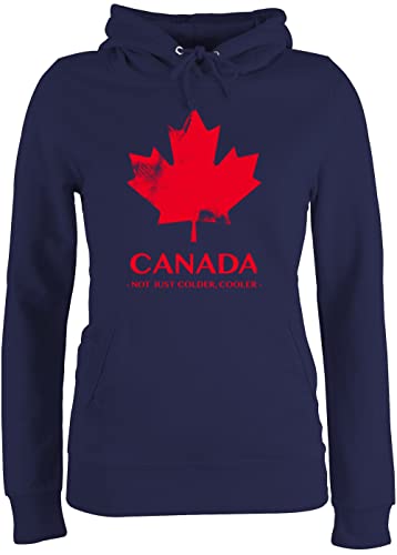 Pullover Damen Hoodie Frauen - Länder Fahnen und Flaggen - Canada Not just Colder Cooler - Souvenir Geschenk - XXL - Navy Blau - Kapuzensweatshirt Kanada hoddis Flagge Kapuzenpullover Country von Shirtracer