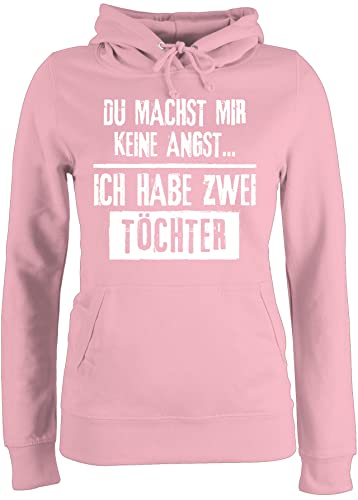 Pullover Damen Hoodie Frauen - Mama - Du Machst Mir Keine Angst - Ich Habe 2 Töchter - L - Hellrosa - muttertagsgeschenk personalisiert Mum von töchtern Kapuzenpullover mutterzagsgeschenke mütter von Shirtracer