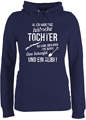 Pullover Damen Hoodie Frauen - Mama - Ich Habe eine hübsche Tochter - XL - Navy Blau - Mother Daughter Outfit muttertagsgeschenk personalisiert Mum Mama- Pulli Mutter sprüche mutterzagsgeschenke von Shirtracer