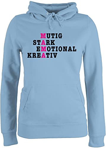 Pullover Damen Hoodie Frauen - Mama Typografie Eigenschaften V2 - M - Hellblau - muttertagsgeschenk personalisiert Mum Kapuzenpullover mutterzagsgeschenke mütter Pulli muttertasgsgeschenke von Shirtracer