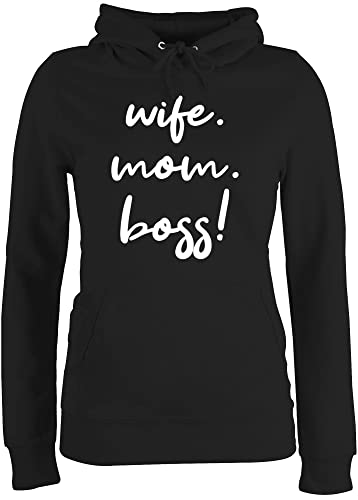 Pullover Damen Hoodie Frauen - Mama - Wife Mom Boss I Mom Life - XL - Schwarz - Geschenke für mütter Geschenk Fuer Mutter Ehefrau Kapuzenpulli muttertags Mum hoddis Mutti Hoodies Muttertag Pulli von Shirtracer