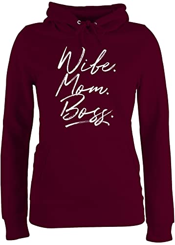 Pullover Damen Hoodie Frauen - Momlife - Wife Mom Boss. Best Mom Muttertagsgeschenke Super Mama Beste Mom Life - XXL - Burgundrot - muttertagsgeschenk personalisiert Mum Kapuzenpullover von Shirtracer