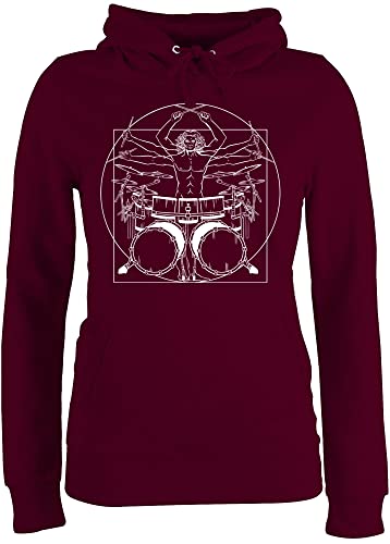 Pullover Damen Hoodie Frauen - Musik Instrument Zubehör - Schlagzeuger Drummer Geschenk Schlagzeug - M - Burgundrot - Instrumente Hoody Pulli von Shirtracer