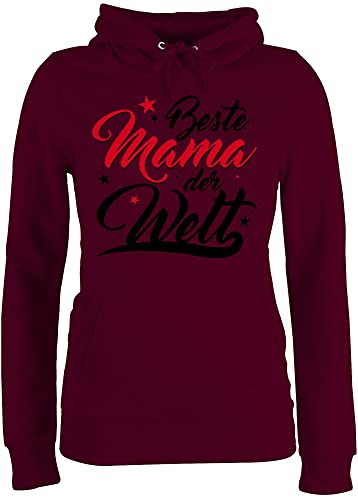 Pullover Damen Hoodie Frauen - Beste Mama der Welt Sterne - M - Burgundrot - Mutter Pulli mom mütter Geschenke Muttertag 2024 muttertags Mami Geschenk für schöne Fuer Tag zum mit Bester von Shirtracer