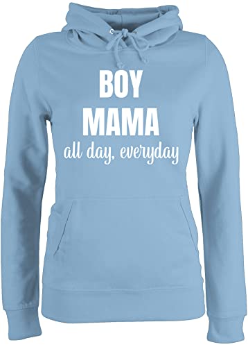 Pullover Damen Hoodie Frauen - Boy Mama All Day Everyday weiß - M - Hellblau - Mutter Mutti mütter Geschenke Muttertag Mami muttertagsgeschenke Mum mom muttertagsgeschenk Mommy Fuer Geschenk 2024 von Shirtracer