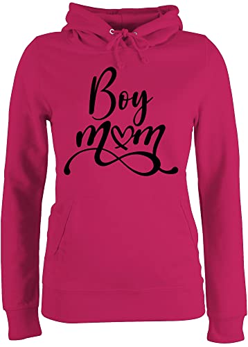 Pullover Damen Hoodie Frauen - Muttertag - Boy mom mit Herz schwarz - XL - Fuchsia - Mama Geschenke Alles Gute zum schöne für Geschenk kleinigkeit 2023 Spruch muttertagsgeschenk mittertagsgeschenk von Shirtracer