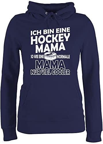 Pullover Damen Hoodie Frauen - Ich Bin eine Hockey Mama - So wie eine Normale Mama nur viel Cooler - schlicht - weiß - XL - Navy Blau - Geschenk Fuer Mutter Mum Hoddie zum Muttertag pullis von Shirtracer