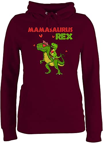 Pullover Damen Hoodie Frauen - Muttertag - Mamasaurus Rex - Beste Mama Saurus L - Burgundrot - Mother Mother's Day Gift muttertagsgeschen für Mutter Grandma von Shirtracer