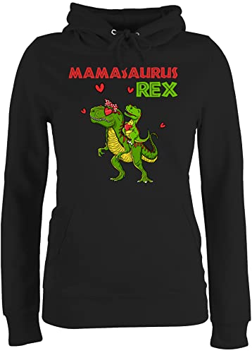 Pullover Damen Hoodie Frauen - Muttertag - Mamasaurus Rex - Beste Mama Saurus M - Schwarz - für Mutter Mother s Day muttertg mutterrag allerbeste Geschenk Tag 2022 von Shirtracer