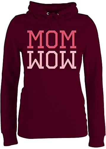 Pullover Damen Hoodie Frauen - Mom Wow Mama Mutti Geschenk - M - Burgundrot - mütter Geschenke Muttertag 2024 Fuer Mutter muttertagsgeschenk Mum Mami schöne für Tag muttertags muttertagsgeschenke von Shirtracer