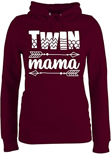 Pullover Damen Hoodie Frauen - Twin Mama I Zwillinge Zwillingsmama Mutter mit Zwillingen - L - Burgundrot - zum Muttertag muttertagsgeschenk muttertagsgeschenke Mutti Mami Mommy mütter Geschenke von Shirtracer