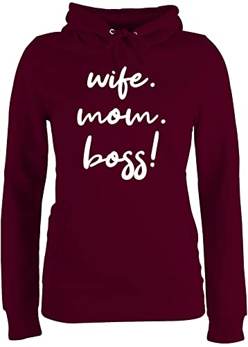 Pullover Damen Hoodie Frauen - Mama - Wife Mom Boss I Mom Life - M - Burgundrot - Fun-Kapuzenpullover mütter Ehefrau Hoddies/pullies Geschenk Fuer Mutter Kapuzenpulli Mami 2024 Hoody Mutti Pulli von Shirtracer