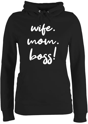 Pullover Damen Hoodie Frauen - Mama - Wife Mom Boss I Mom Life - S - Schwarz - muttertagsgeschenk vom Sohn mutterzagsgeschenke Mum Geschenke Ehefrau Pulli für mütter muttertasgsgeschenke Muttertag von Shirtracer