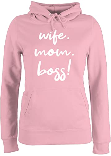 Pullover Damen Hoodie Frauen - Mama - Wife Mom Boss I Mom Life - XS - Hellrosa - mütter Geschenke Ehefrau Hoddies/pullies Geschenk Fuer Mutter Kapuzenpulli Mommy hoddis muttertagsgeschenk von Shirtracer