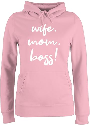 Pullover Damen Hoodie Frauen - Mama - Wife Mom Boss I Mom Life - L - Hellrosa - muttertagsgeschenk vom Sohn mutterzagsgeschenke Mum Geschenke Ehefrau Hoody für mütter muttertasgsgeschenke von Shirtracer