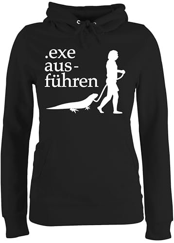 Pullover Damen Hoodie Frauen - Nerd Geschenke - Exe ausführen weiß - XXL - Schwarz - zocker kaputzenpuloverer zocken Kapuzenpullover Gamer Geek Nerds Geeks nerdgeschenk Gaming nerdige von Shirtracer