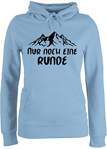 Pullover Damen Hoodie Frauen - Nur noch eine Runde - Wandern Geschenk Berg Berge Mountain Wandergeschenk Wanderer Hike Hills Geschenke - S - Hellblau - mit Bergen Sport Pulli Wander Hoody von Shirtracer