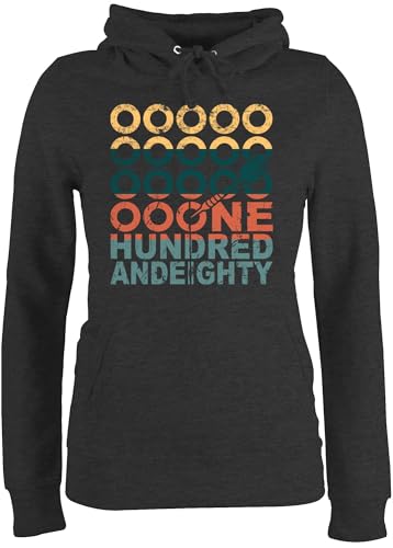 Pullover Damen Hoodie Frauen - One Hundred and Eighty - bunt - XL - Anthrazit meliert - Sport Dart Pulli Darts darten von Shirtracer