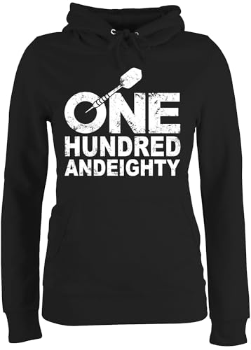 Pullover Damen Hoodie Frauen - One Hundred and Eighty - weiß - XS - Schwarz - Sport Dart Darts von Shirtracer