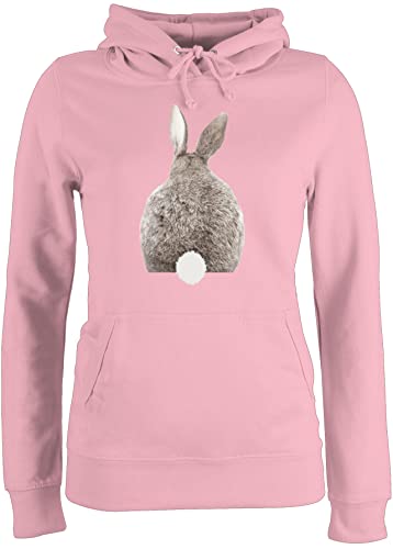 Pullover Damen Hoodie Frauen - Ostern Hase I Hasen Oster Hasenmotiv I Osterhase - M - Hellrosa - osterhasen Ostern￼ Pulli häschen Kaninchen Erwachsene mit Hasen-Hintern Motiv von Shirtracer